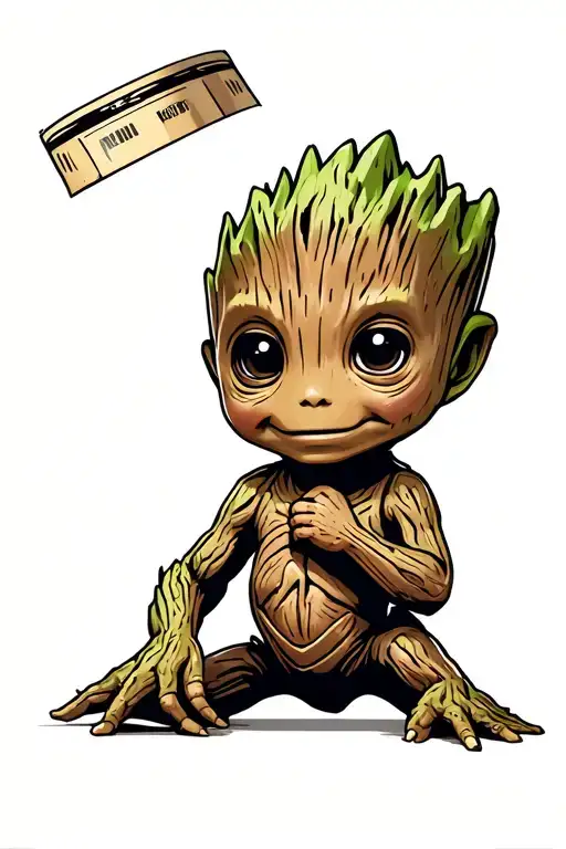 Baby Groot Holding A Tape
