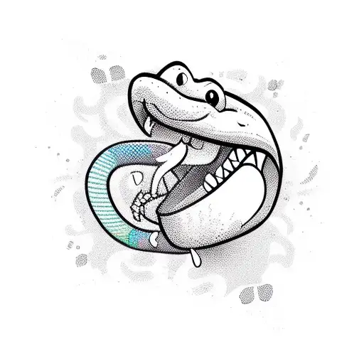 New School Cartoon Snake Happily Flipping His Tounge