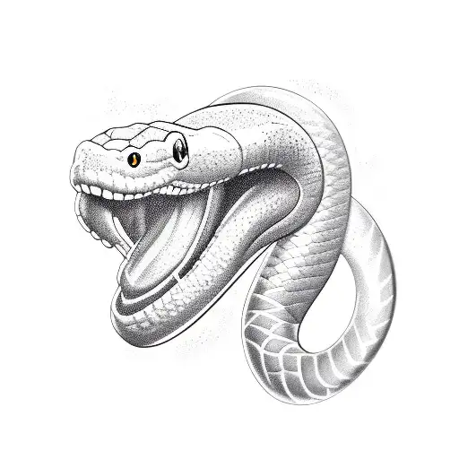 Cartoon Snake Happily Flipping His Tounge Side Profile