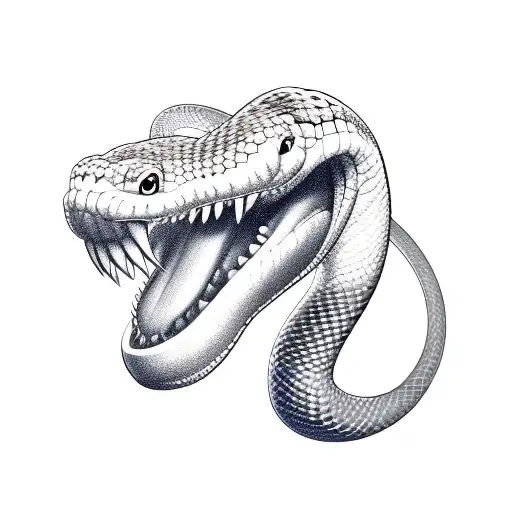 Cartoon Snake Closed Mouth Happily Flipping His Tounge Side Profile