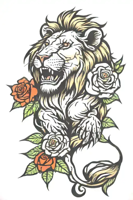 Lion And Rose