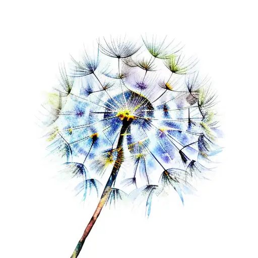 A Watercolor Painting Of A Dandelion Tree With Musical Notes Flowing From Its Branches