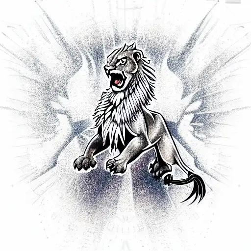 Griffon Fighting Lion