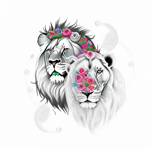 Roses With Lion And Warrior