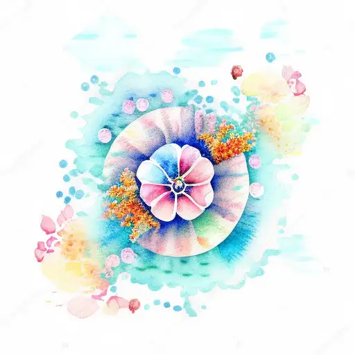 Watercolour Ocean Theme With Flowers