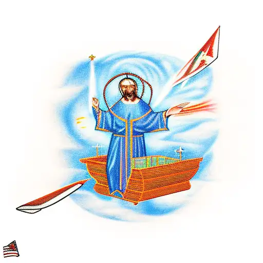 Saint Elijah In His Chariot Of Fire With Airplane Captain Uniform