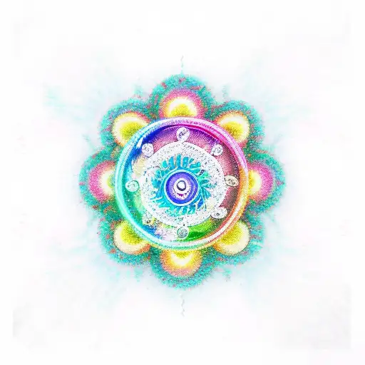 A Vibrant Chakra Symbol Surrounded By Blooming Flowers