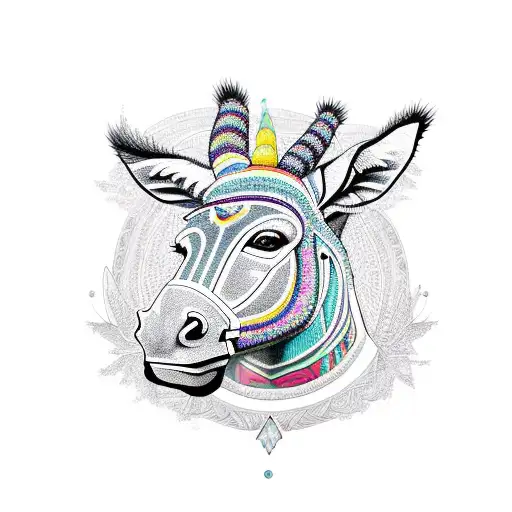 A Majestic Donkey With Intricate Geometric Patterns In The Background
