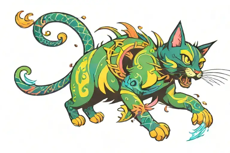 Colourful Magic Sparkling Evil Cat Running