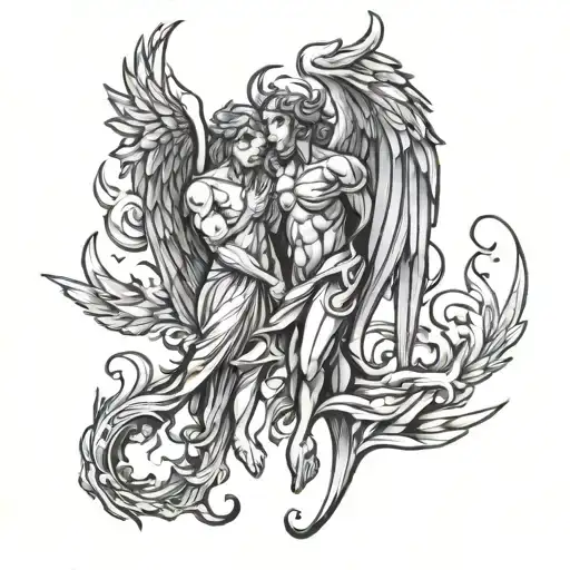 Angel And Demon Wing On Calf