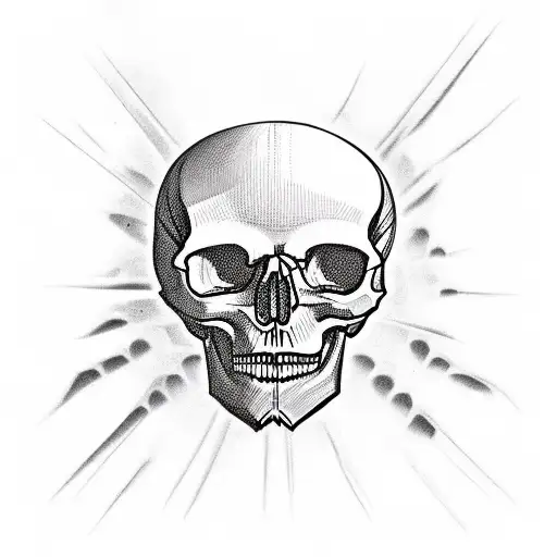 Skull Looking Down With Arms Out