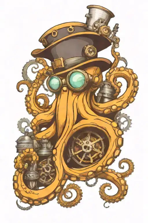 Steampunk Octopus Wearing Monocle