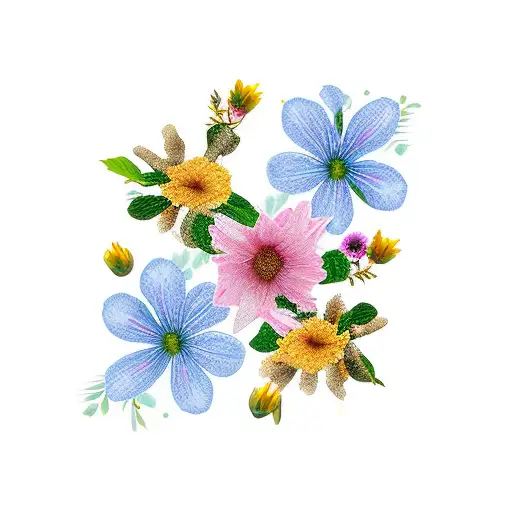 Multiple Flower Blossoms With Different Birth Flowers Blossoming Off Of Branch