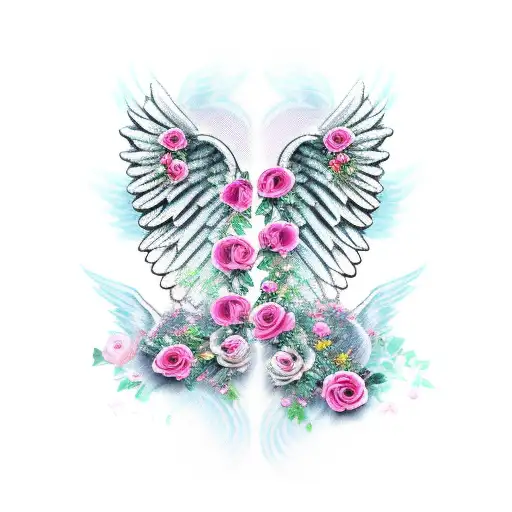 Angel Wings With Roses