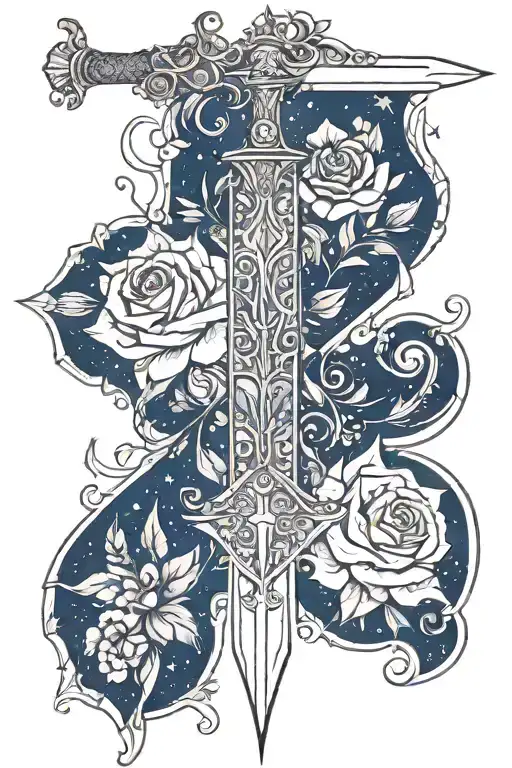Acotar Jeweled Sword You Do Not Yield Mountains On Top Flowers On The Bottom With Flames