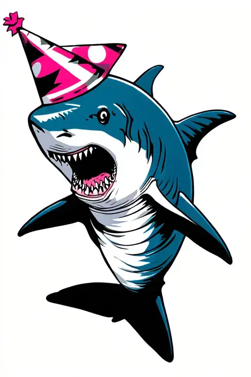 Shark With Party Hat Minimalist