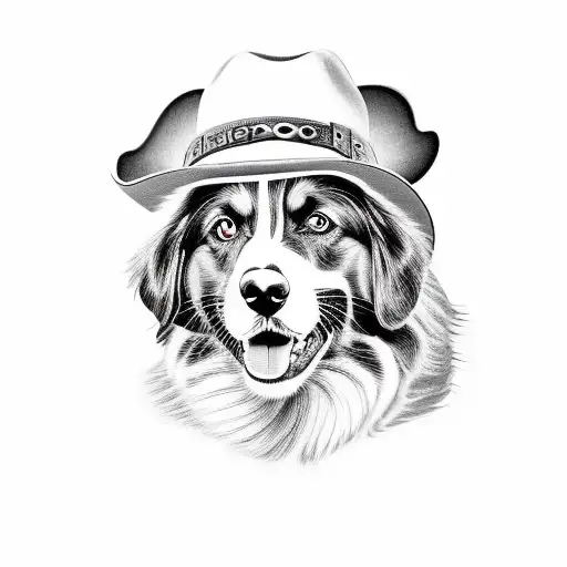 Australian Shepherd Wearing Cowboy Hat