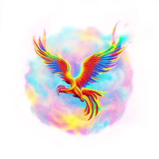 A Majestic Phoenix Rising From The Clouds With Vibrant Colors