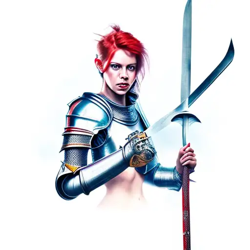 Female Knight With Red Hair Holding Sword