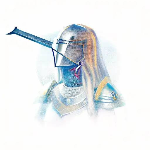 Female Knight Profile Holding Sword