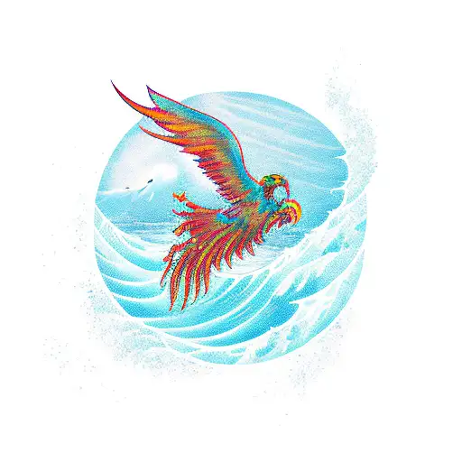 Phoenix With Sea Wave