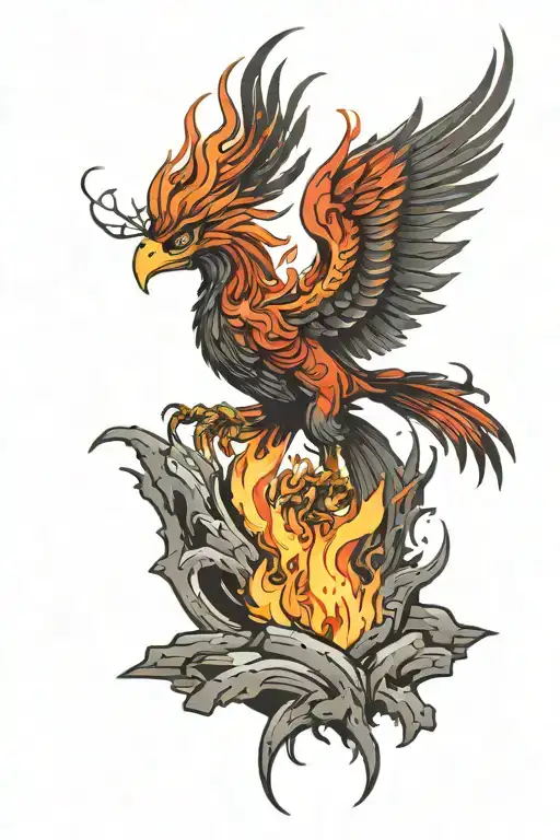 Fire Phoenix Rising From The Ashes