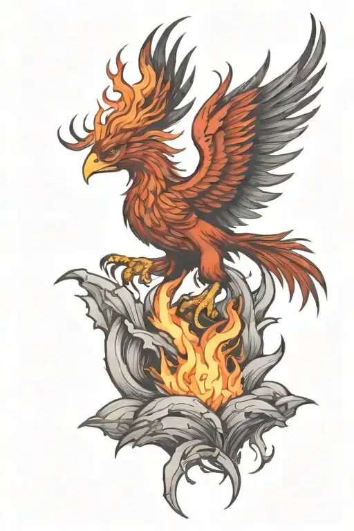 Fire Phoenix Rising From The Ashes