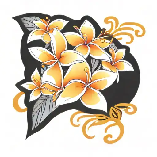 Black Stars With Orange Plumeria Flowers