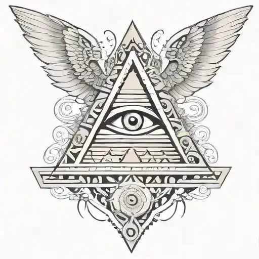 Filigree All Seeing Eye Pyramid Wings In Background Anunnaki