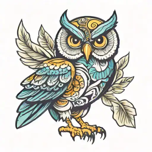 Friendly Owl Wearing A Hawaiian Shirt