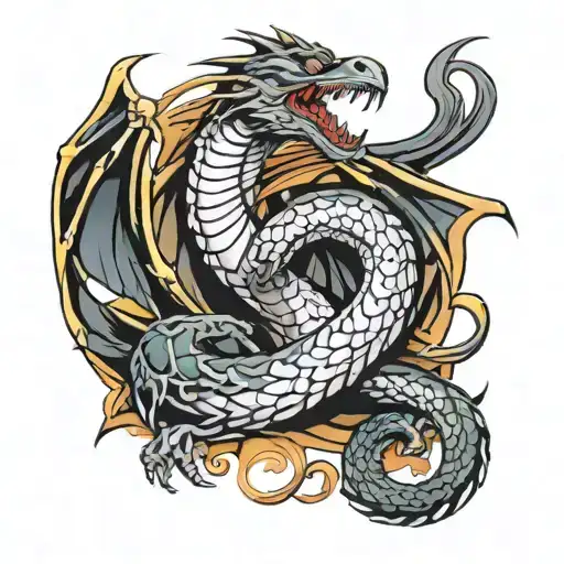 Snake And Dragon And Crow