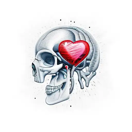 Half Brain & Heart Coming Out Of Skull