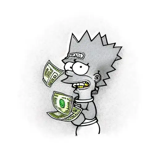 Bart Simpson In A Hoodie With Money In Hand