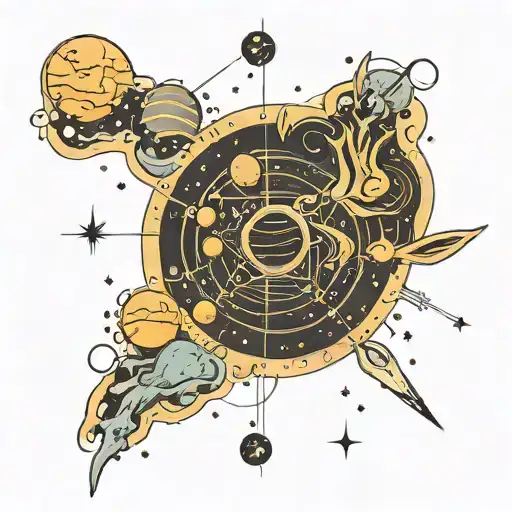 A Tattoo Of A Solar System Map With Constellations Representing Sagittarius