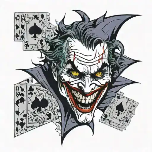 An Abstract New-school Interpretation Of The Joker's Face Made Up Of Playing Card Suits