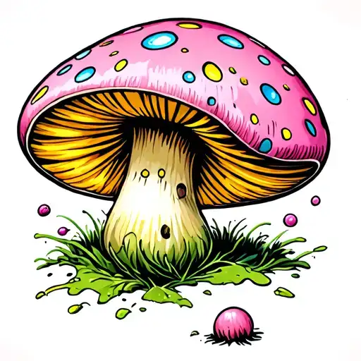 Psychedelic And Simple Mushroom
