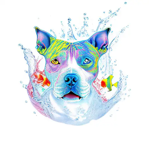 Pittbull Playing In Water