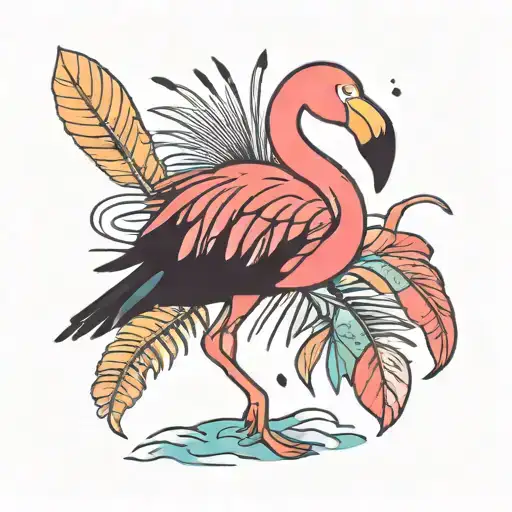 Tropical Flamingo Bright Cartoonish