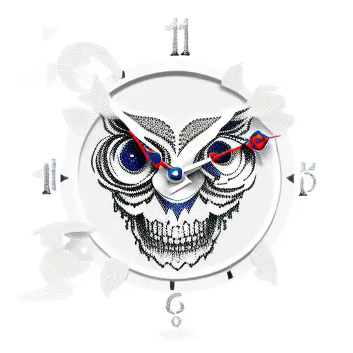 Clock Skull Roses Cross Owl