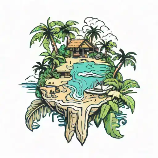 An Island Vibes Tattoo With Passed Away Friends Looking Down On You