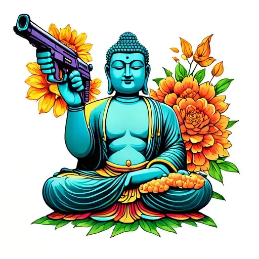 Buddha Holding Squirtgun
