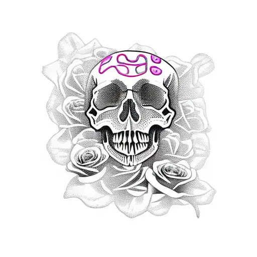 Skull With Snake And Roses