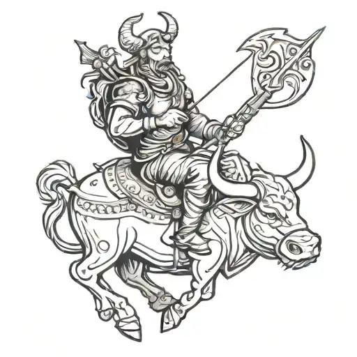 Tattoo Of A Sagittarius Archer Riding An Ox