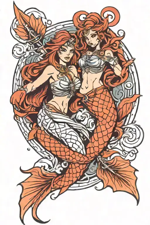 Fiowing Fishtails Pisces Female & Male Warriors