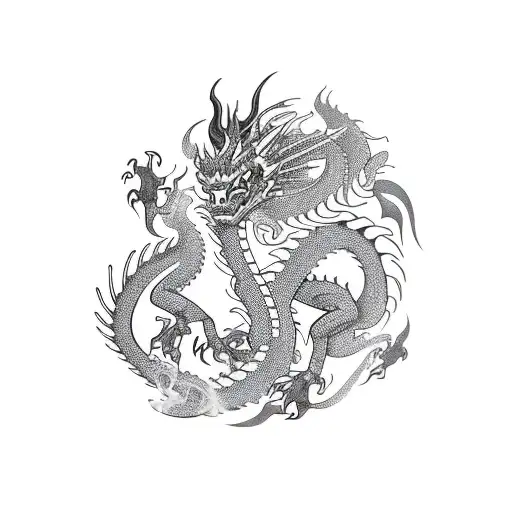 Dragon With Black Fire And Spikes