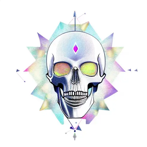 Biomechanical Skull With Triangles Background
