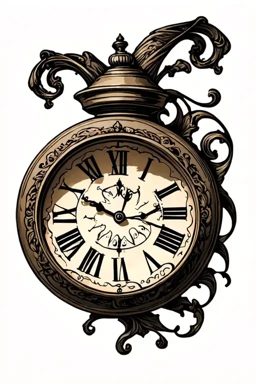 Dali Clock Tattoo Design