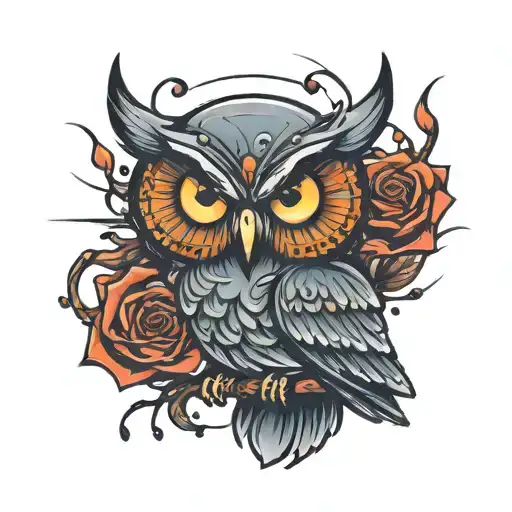 A New-school Design Of An Owl With Horror Movie Inspired Elements