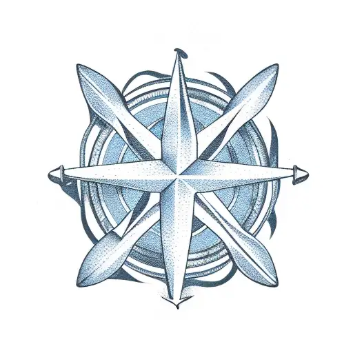 Palms Waves Compass Anchor