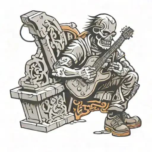 A Metal Worker Crafting A Guitar Out Of A Gravestone